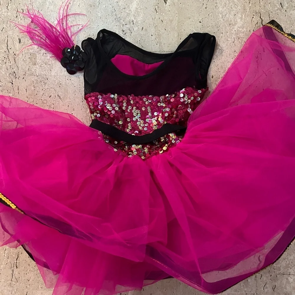 Weissman Hot Pink Tutu with Sequins Bodice Size XSC (4-5)